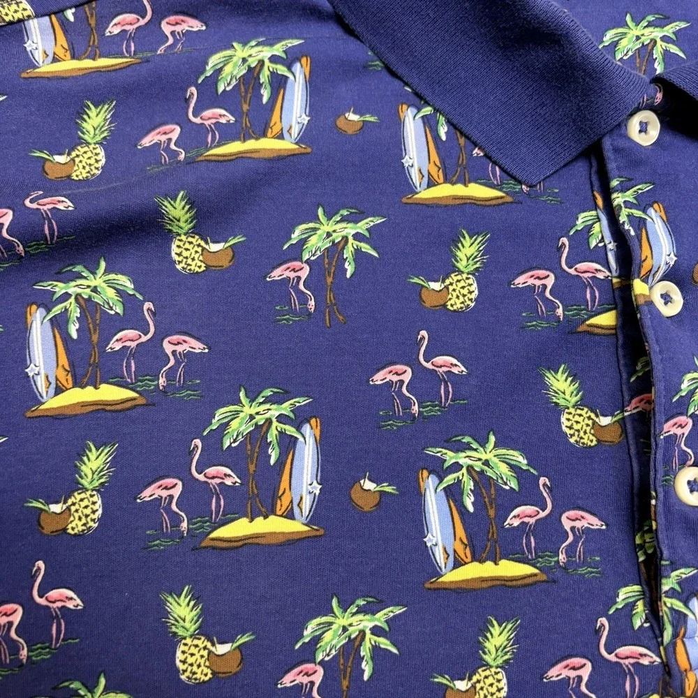 Polo Ralph Lauren Classic Fit Tropical Flamingo Print Knit Shirt 2XB EUC - Picture 6 of 7